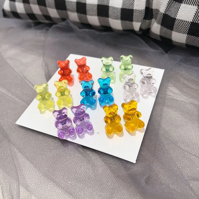 HZ Новинка милая Цветная Акриловая заколка для волос Gummy Bear заколки для волос аксессуары для волос для женщин девочек детей