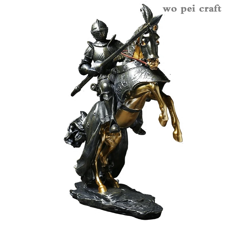 

Nordic Vintage Home Decor Armor Knight Resin Figure Statue Swordsman Hero Portrait Adornment Retro Cavalier Crafts Decorations