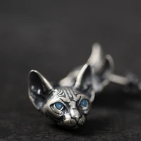 vintage silver color sphink cat stud earrings for men women punk cat earrings gothic cool earrings unisex fashion jewelry gifts