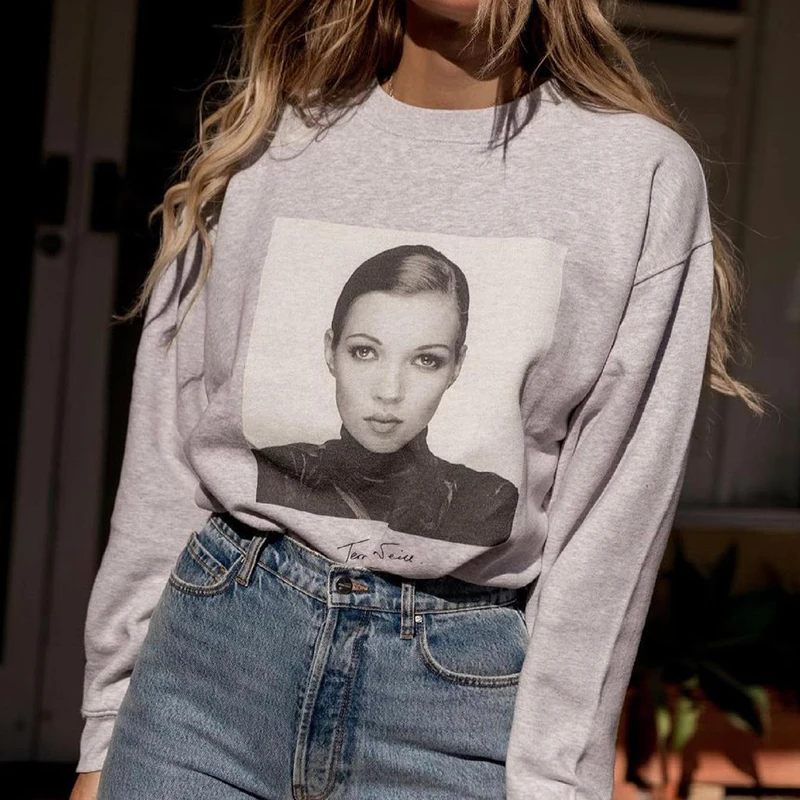 

Rowling Chic Portrait Graphic Print Women Sweatshirts O Neck Long Sleeve Cotton Ladies Pullover Casual Holiday Female Tops