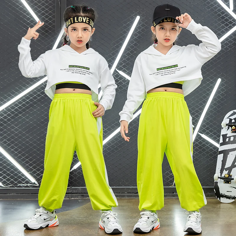 

Kids Stage Hip Hop Clothing Crop Tank Sweatshirt Tops Streetwear Jooger Pants For Girls Concert Outfits Dance Costume Clothes
