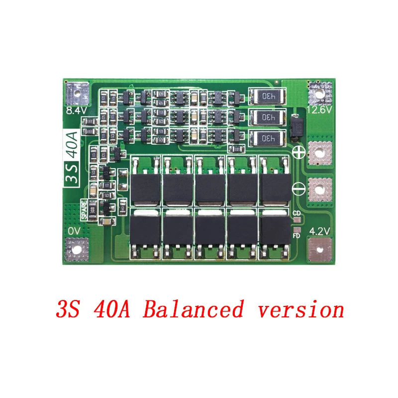 Защитная плата 3S/4S 40A/60A 18650 BMS для зарядки литий-ионных батарей двигателя