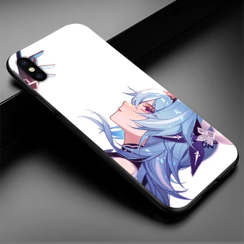 Genshin Ganyu Anime Black TPU Silicone Soft Phone Case For iPhone 11 12 13 Pro Mini X XR XS MAX 5 5S 6 6S 7 8 Plus SE 2020 Cover