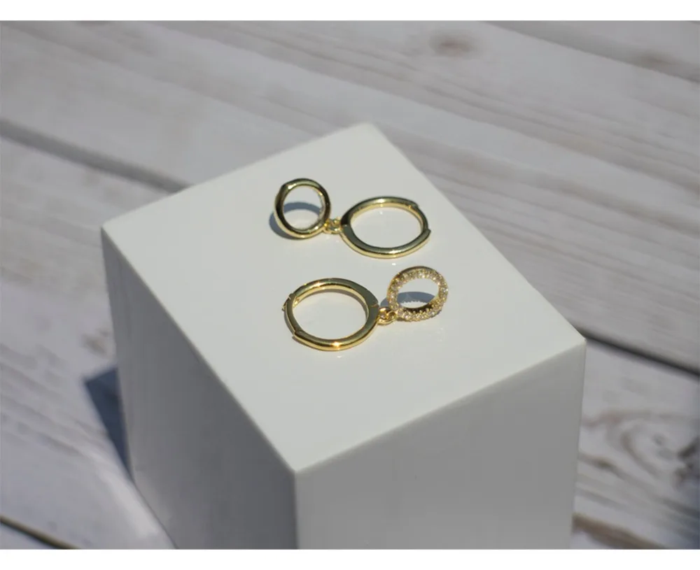 Серьги из стерлингового серебра 925 пробы, темперамент, циркон, круг, короткие серьги-капли, кольцо для ушей, модный тренд, дикие женские серебряные серьги, ювелирные изделия