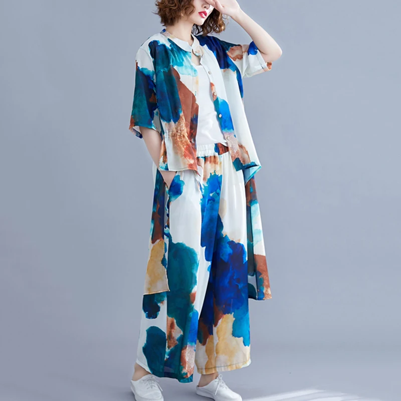 Женский костюм из двух предметов Асимметричная футболка с воротником-стойкой и