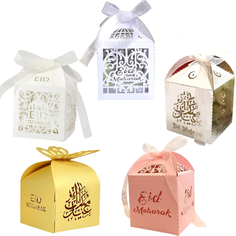 

20/30/50 PCS Eid Mubarak Favors Candy Box Lace Ramadan Kareem Gift Box DIY Islamic Muslim Happy al-Fitr Eid Event Party Supplies