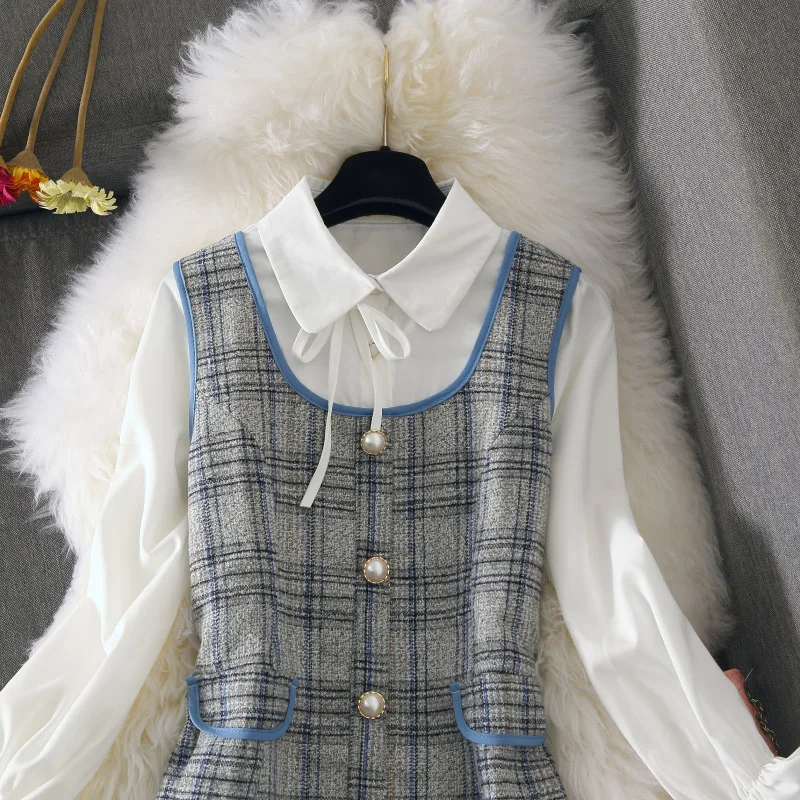 Весна 2020 элегантные вечерние платья-рубашки в стиле преппи с длинным рукавом