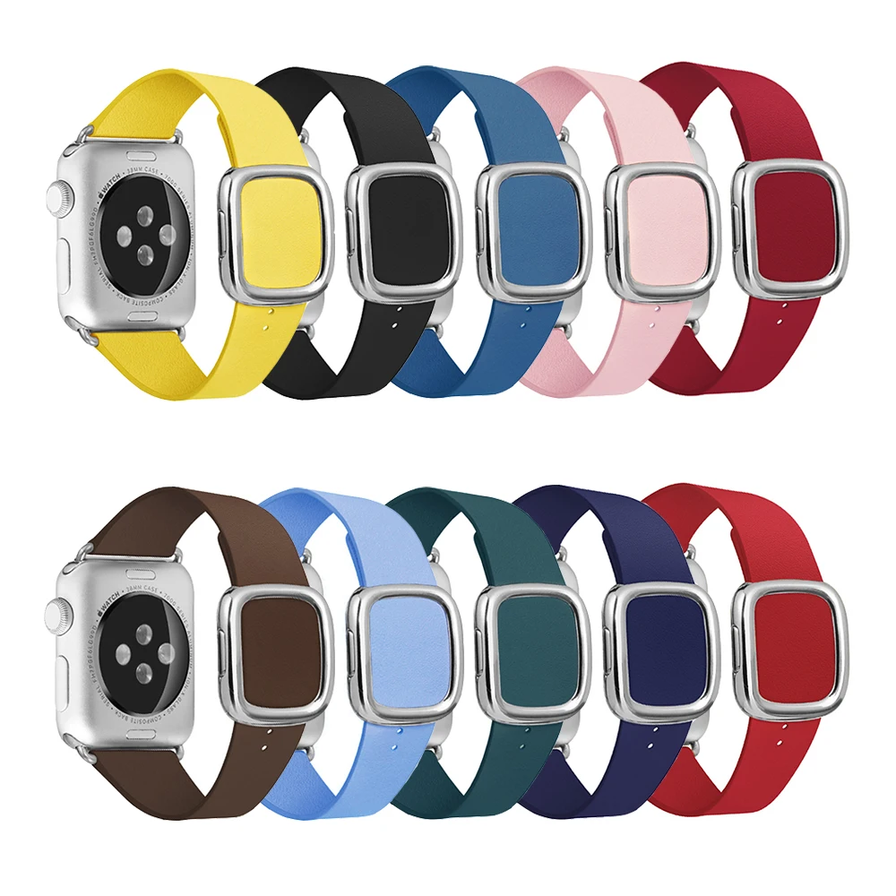Кожаная Петля ремешок для apple watch группа 5 4 44/40 мм современный стиль браслет на запястье, аксессуары для наручных часов iWatch серии 3/2/1 42/38 мм