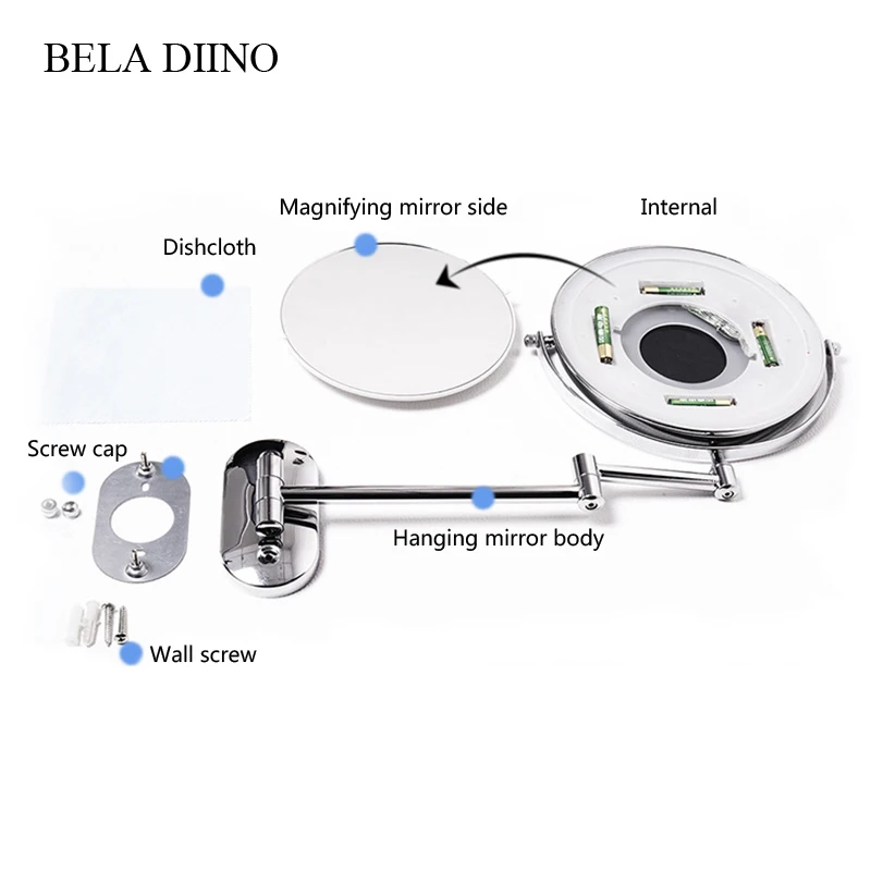 8 &quotувеличительный светодиодный светильник зеркало для макияжа 10 кратное