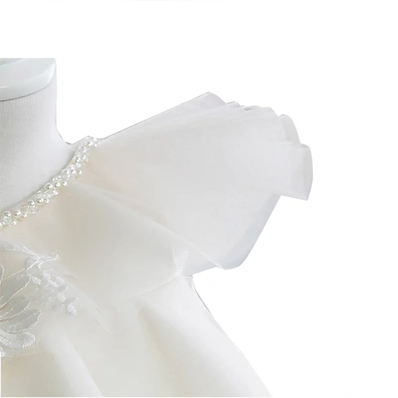 

Korean Boutiques Christening Gown for Baby Girls Lace Bow Baptismal Flower Girl Dress Kids First Bithday Party Princess Dresses