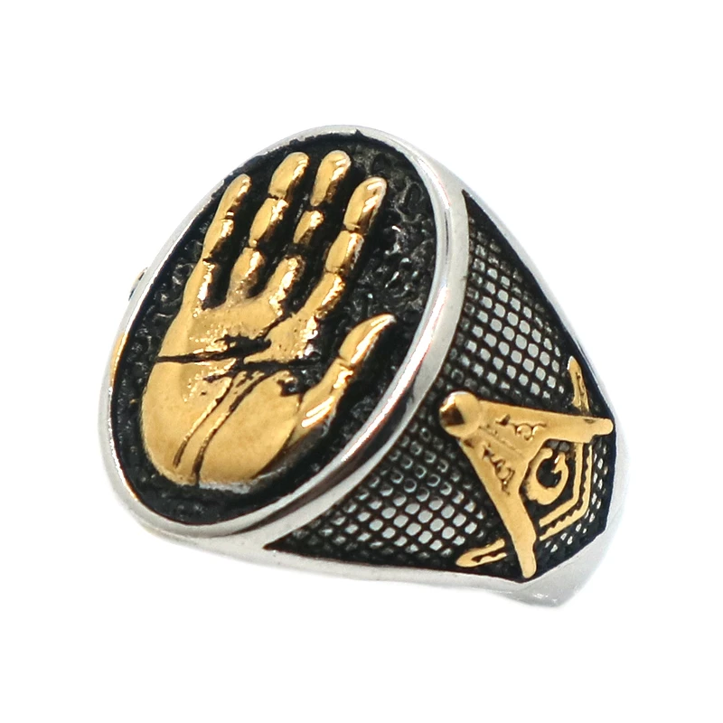 Новое поступление унисекс 316L Нержавеющая сталь масонов золотисто серебряный