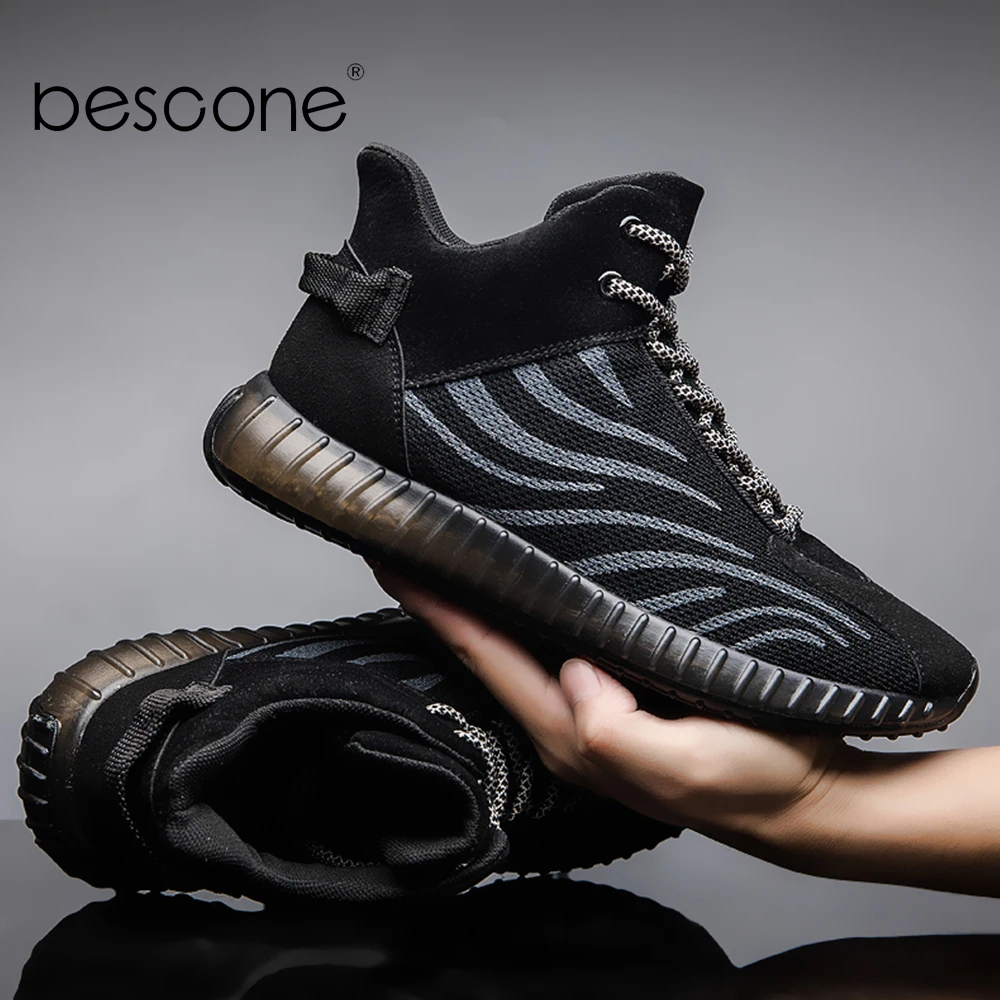 BESCONE/модные мужские сникеры в полоску с дышащей сеткой для тенниса спорта бега