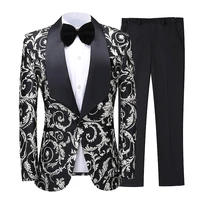2021 costume homme black silver floral men suits terno slim fit party wedding tuxedo for men formal groom suits best man blazer