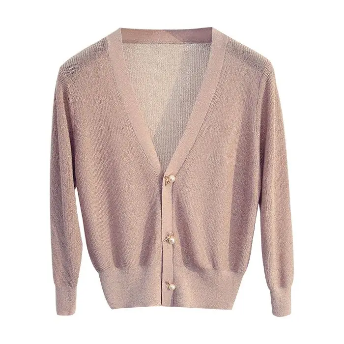Весна 2020 летние трикотажные изделия кардиган куртка для женщин v-образный вырез