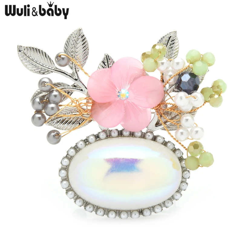 

Wuli&baby Handmade Flower Brooches Pink Flower Office Party Causal Brooch Pins Gifts