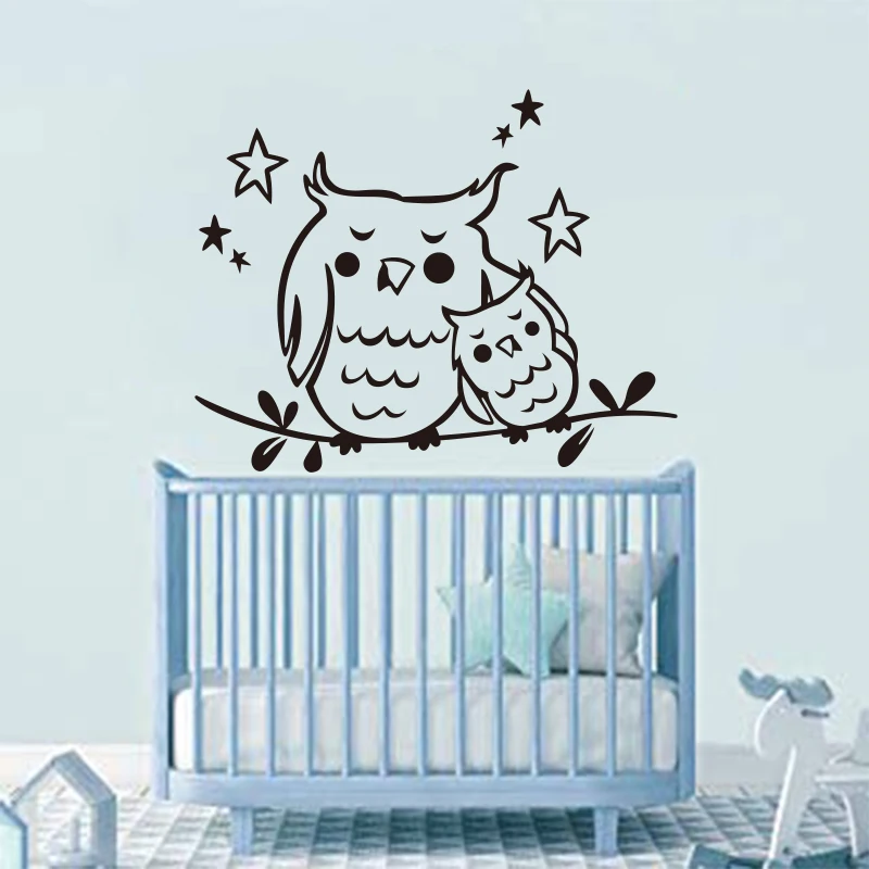 Sticker Bird Mother Baby Owl Vinyl Carving Removable Wall Decal Art Wallpaper Original Fashion Decorative Painting DD0611 | Дом и сад