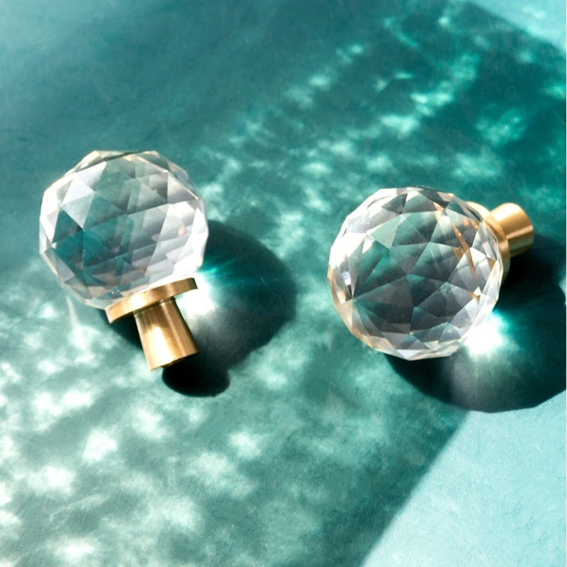 Прозрачные и латунные мебельные ручки медные для ящиков шкафов прозрачная ручка