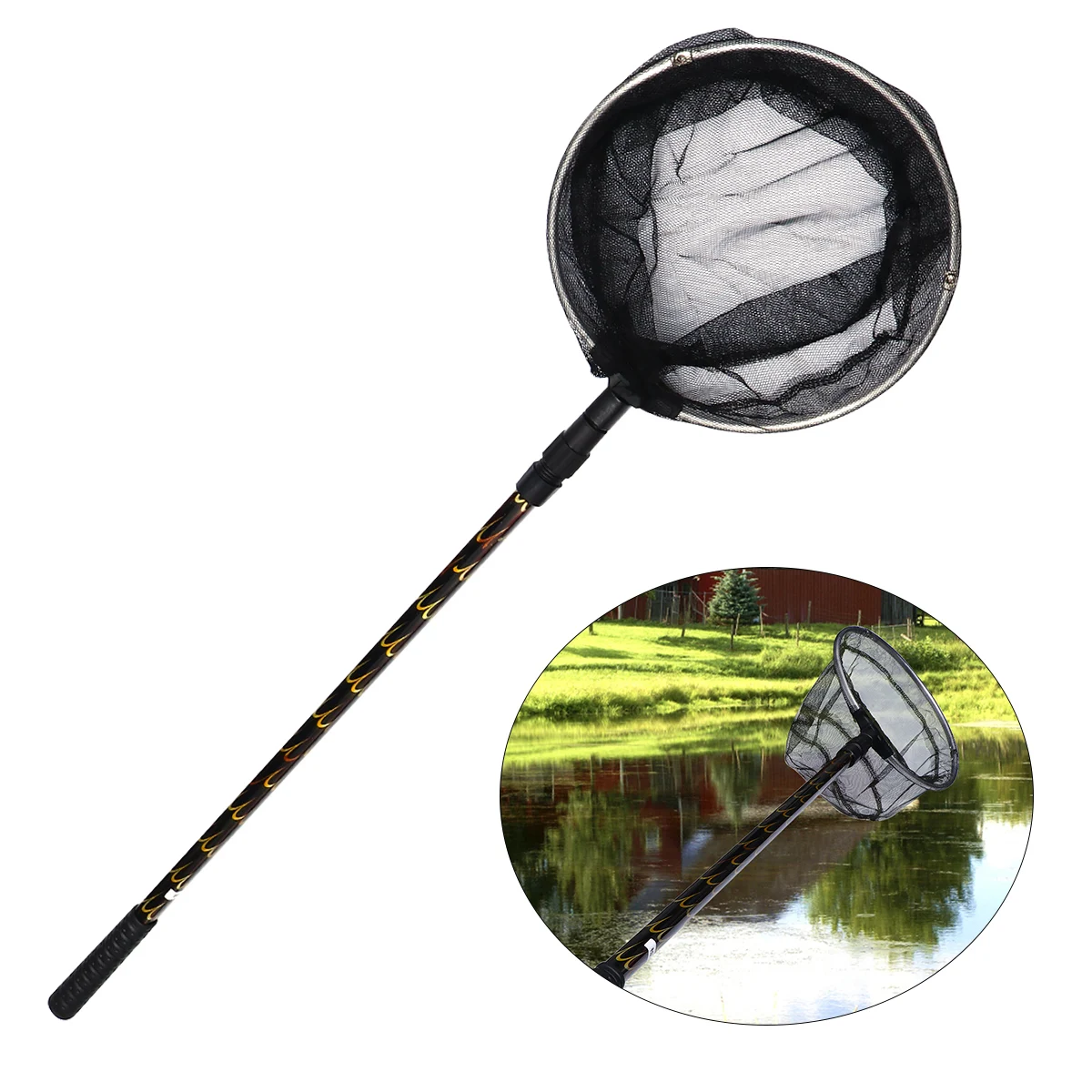 1 Set 1.7m Fishing Net with Telescopic Pole Handle Pool Skimmer Cleaning Tool Landing (Assorted Color) | Спорт и развлечения