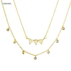 Ожерелье Kikichicc, из 100% серебра 925 пробы, с двойной цепочкой, с шкафчиком, кристаллический центр и вставленными камнями, cz 2020