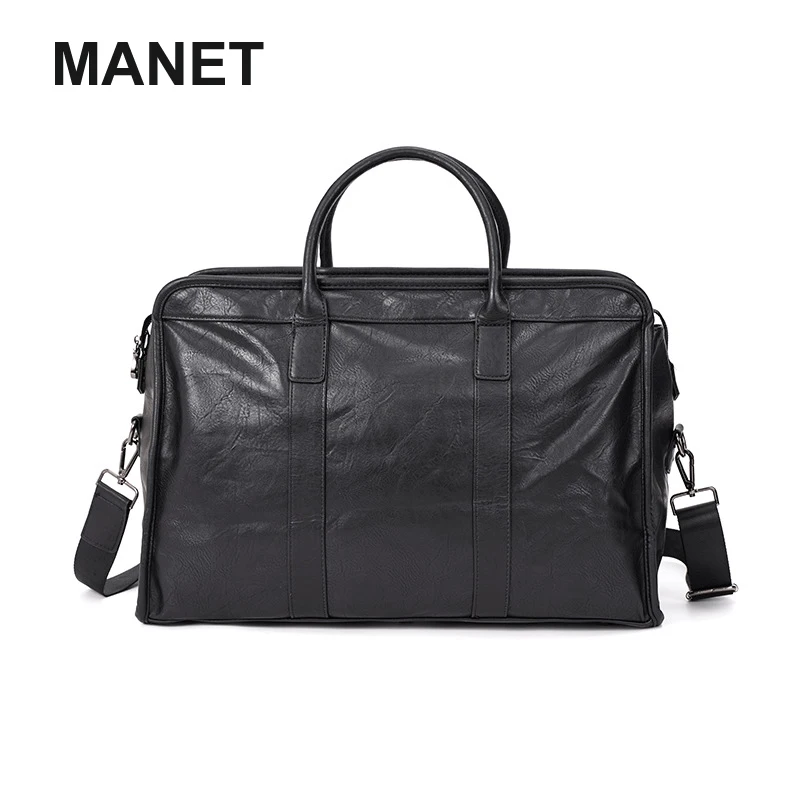 

Классический Клетчатый мужской портфель MANET, деловая сумка для ноутбука, вместительные роскошные кожаные деловые сумки на ремне