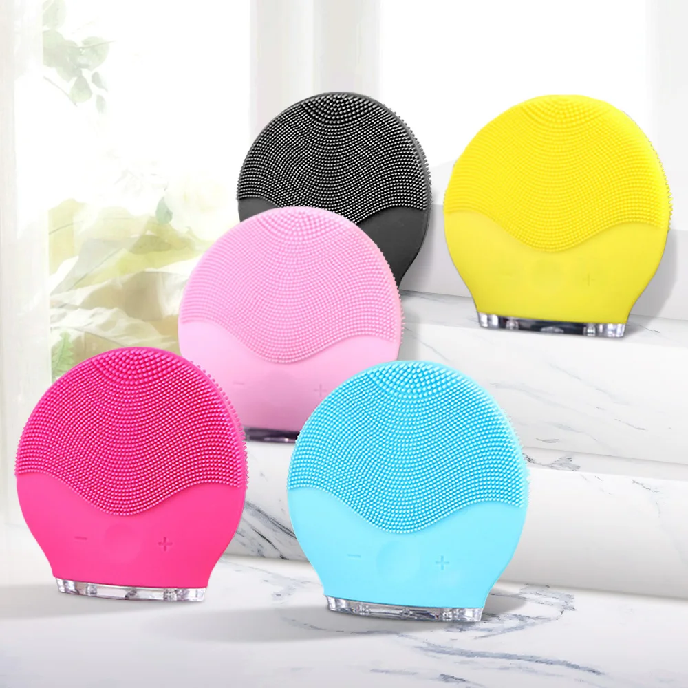 

Facial Face Cleansing Brush Ultrasonic Vibration Electric Facial Cleanser Machine Silicone Sonic Face Brush Cleaner Rechargeable