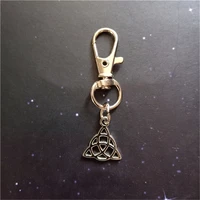 triquetra keychain wiccan jewellery tiny symbol clip keychain trinity knot accessories gothic jewellery gift for witch