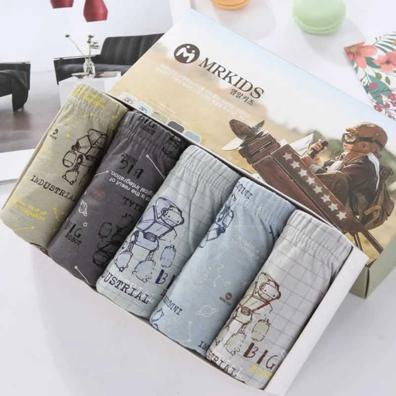 G Kids Underwear Детские трусики с рисунком для мальчиков, нижнее белье, хлопковые трусы для подростков, Calcinha Infantil, детские трусы для мальчика, 5 шт./партия - Цвет: G Kids Underwear
