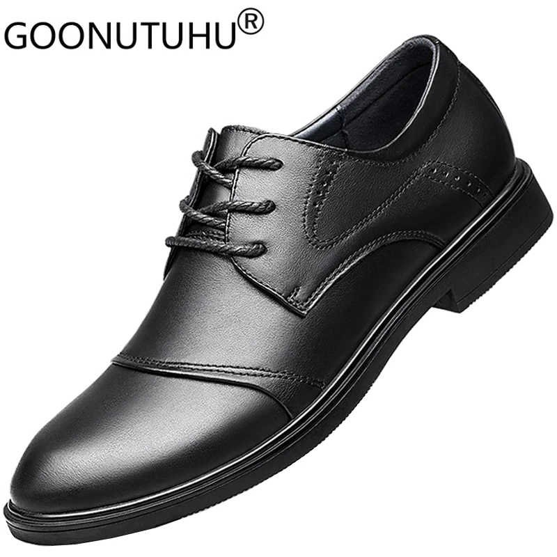 2022 New Style Men's Shoes Casual Genuine Leather Classic Brown Black Lace Up Derby Shoe Man Nice Party Waterproof Shoes For Men