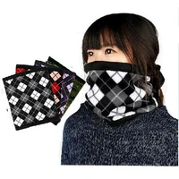 korean autumn winter women scarf warm neck collar cover outdoor skiing men universal pullover multi functional hat plaid shawl