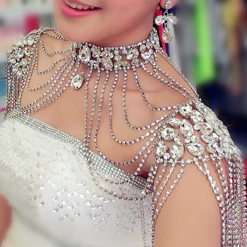 Свадебные серьги с кисточками и плечевой цепочкой |