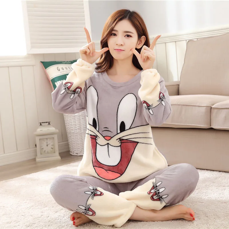 Betinline женские пижамы наборы для осени животных Женская одежда ночная рубашка для женщин с длинным рукавом и брюки Горячая Распродажа