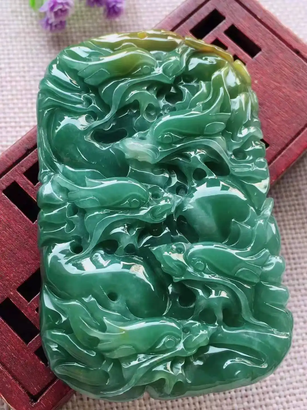 

Natural 7A Myanmar jade Hand-Carved nine dragon green blue jade pendant jade necklace men women pendants jade jewelry