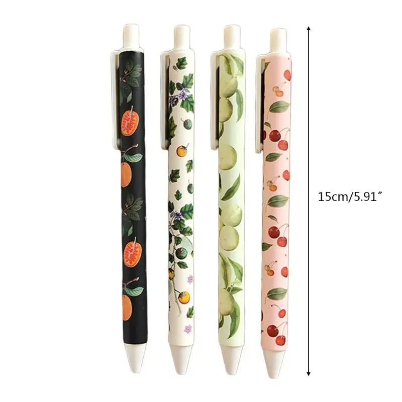 

4pcs 0.38mm Cute Plant Fruit Gel Pen Novelty Press Black Ink Signature Neutral Pens School Office Supplies