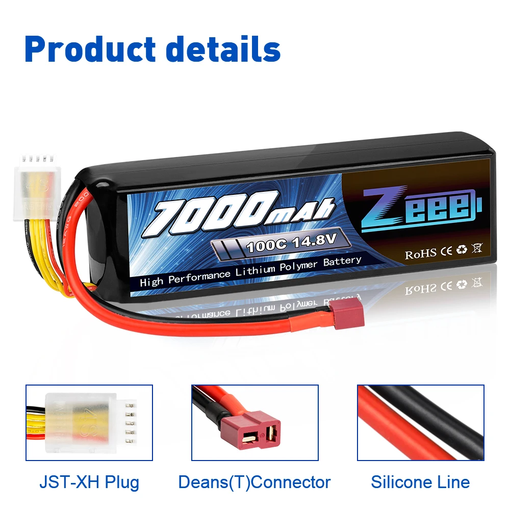 Zeee 14 8 V 100C 7000mAh 4S Lipo Battery Deans Connector с металлическими пластинами для X Maxx RC Truck Tank Car Racing