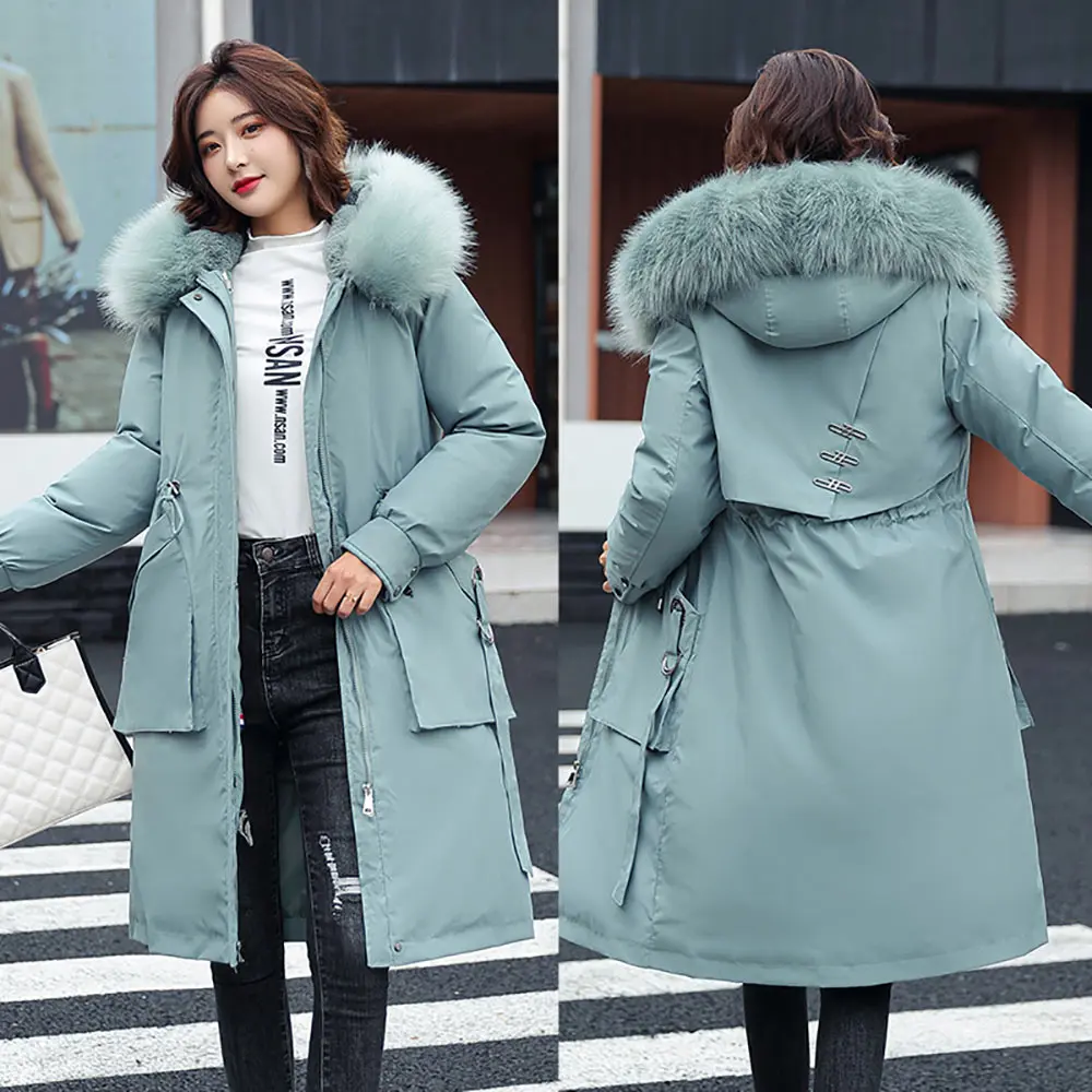 PinkyIsBlack -30 Degrees Snow Wear Long Parkas Winter Jacket Women Fur Hooded Clothing Female Fur Lining Thick Winter Coat Women