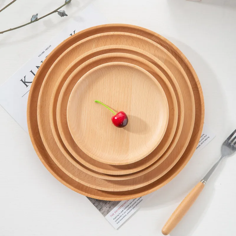 

Tray Solid Wood Pan Plate Fruit Sushi Saucer Tea Dessert Dinner Plate Candy Storage Dishes Tray Tableware Set