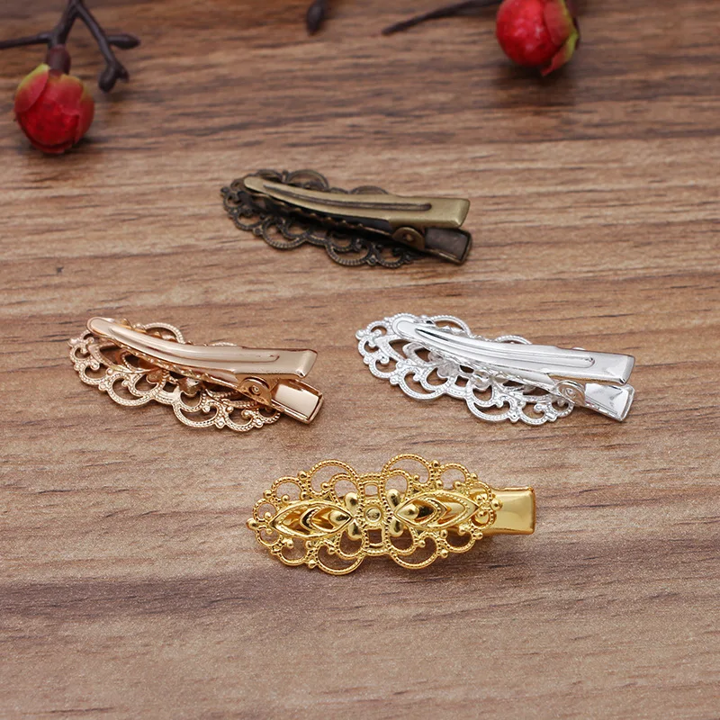 

(20 Pieces/Lot) 15*33MM Filigree Flower Hair Clips Vintage Diy Hand Made Jewelry Accessories