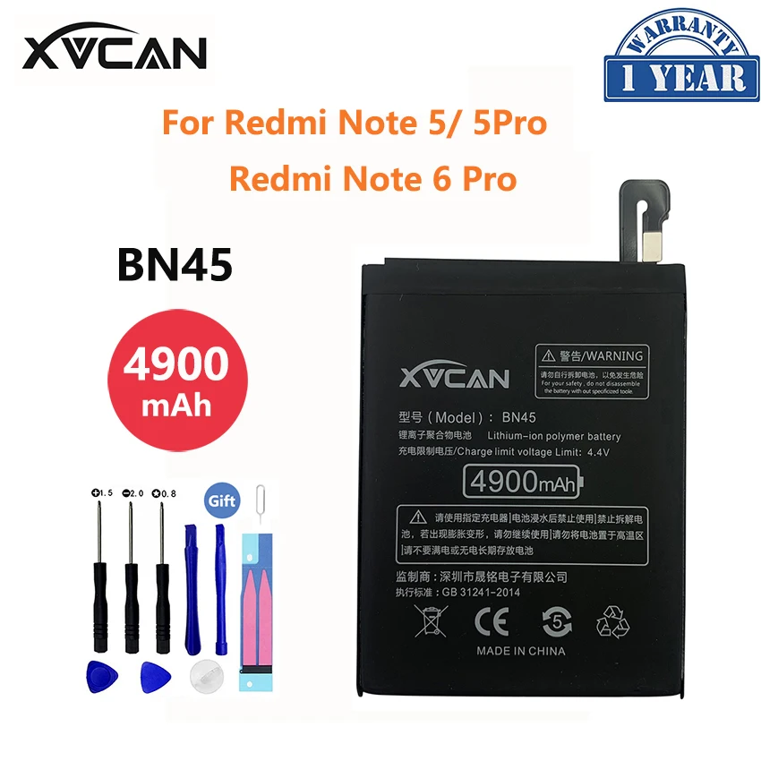 Оригинальный аккумулятор XVCAN BN45 4900 мАч для Xiaomi Redmi Note 5 Note5 Note6 6 Pro