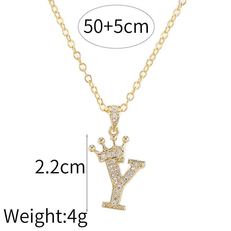 

2021 New Europe and America Fashion Necklace for Women Zircon Crown English Letter Pendant Simple Fashion Ladies Women Necklace