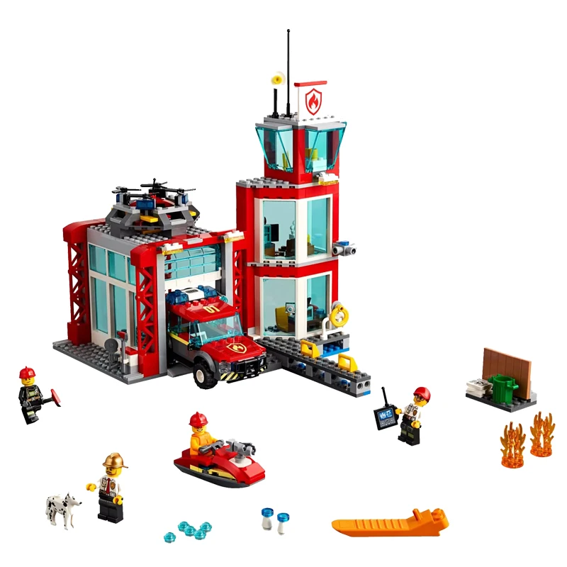

New City Series Toys Bricks Fire Station Compatible Lepining City 60215 Building Blocks Figure For Children Christmas Gifts