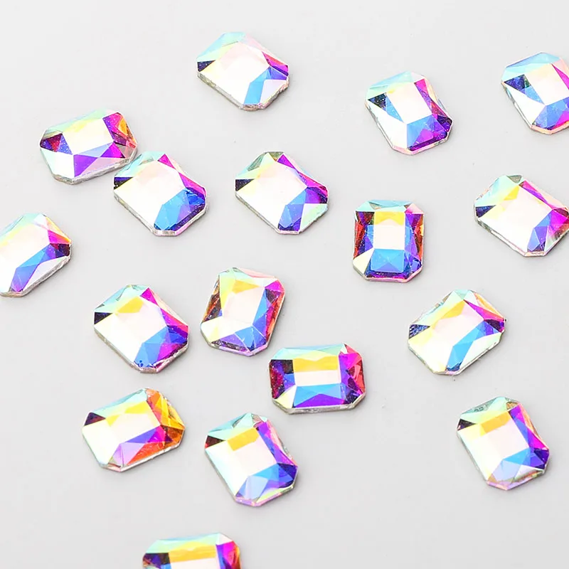 Прямоугольная форма Кристалл AB плоская задняя сторона стразы стекло 3D для