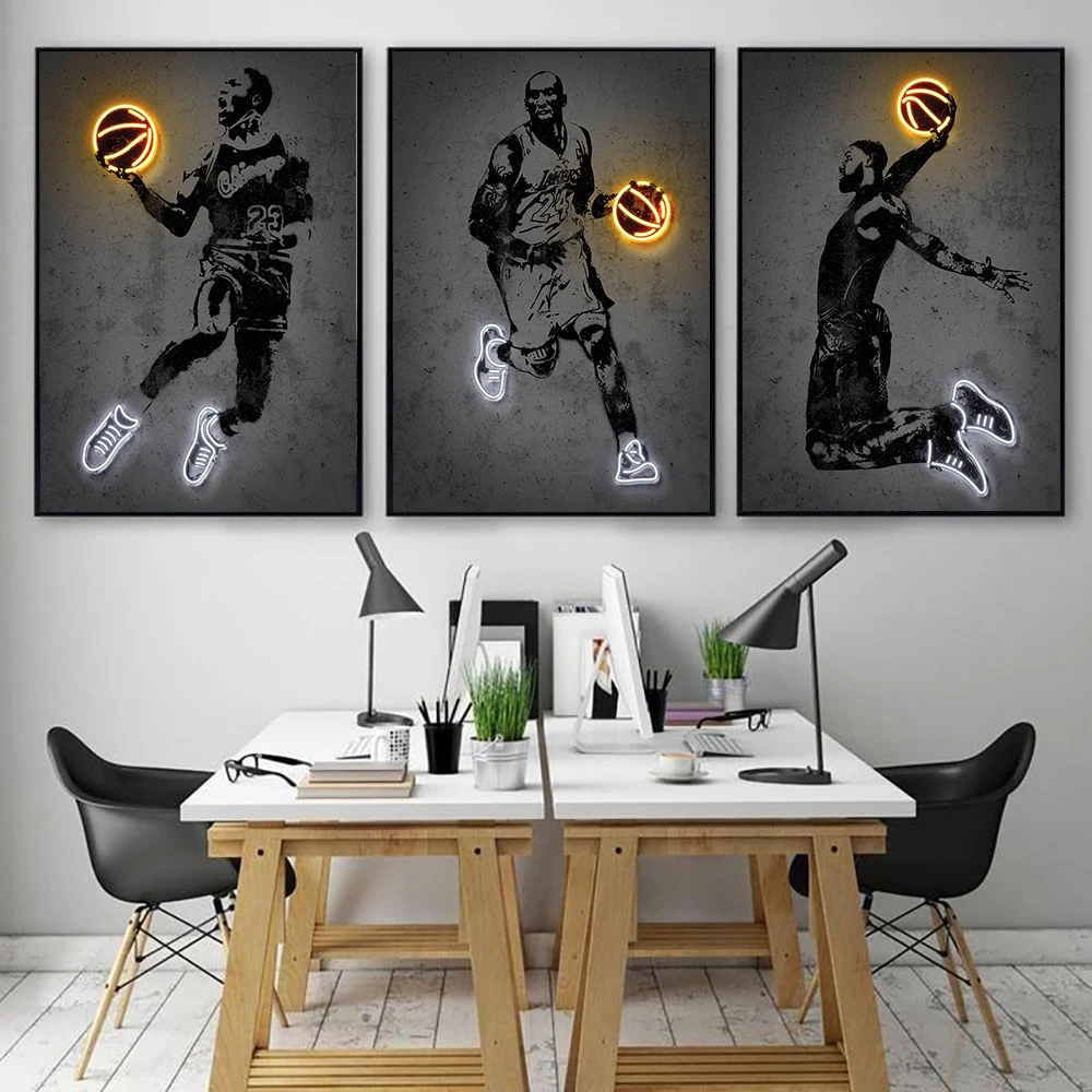

Modern Sports Basketball Dream Art Posters and Prints Black Gold Retro Canvas Paintings Wall Art Pictures for Living Room Decor
