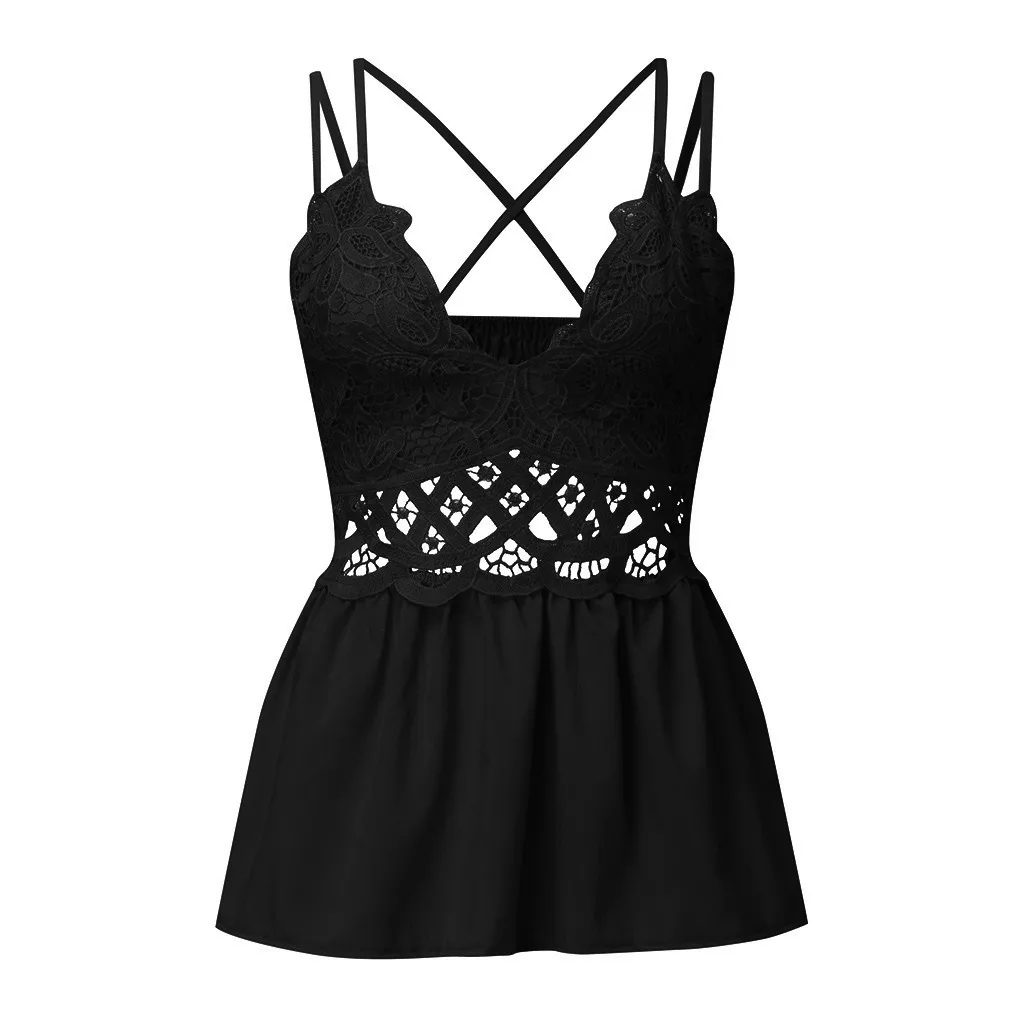 Новинка 2020 винно-полый резервуар для женщин Модный повседневный кружевной жилет