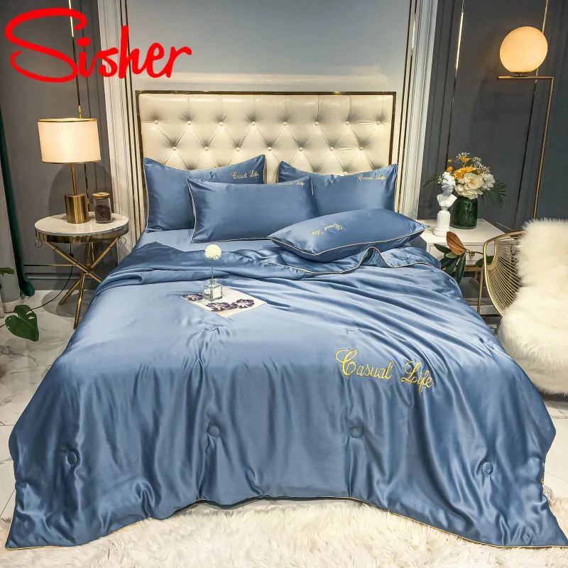 Летнее одеяло из моющегося ледяного шелка мягкое дышащее покрывало для