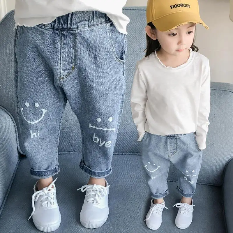 

Children's Clothing Girls Jeans Loose Trousers 2021 Spring And Autumn New Kids Baby Girls Korean All- Match Pants