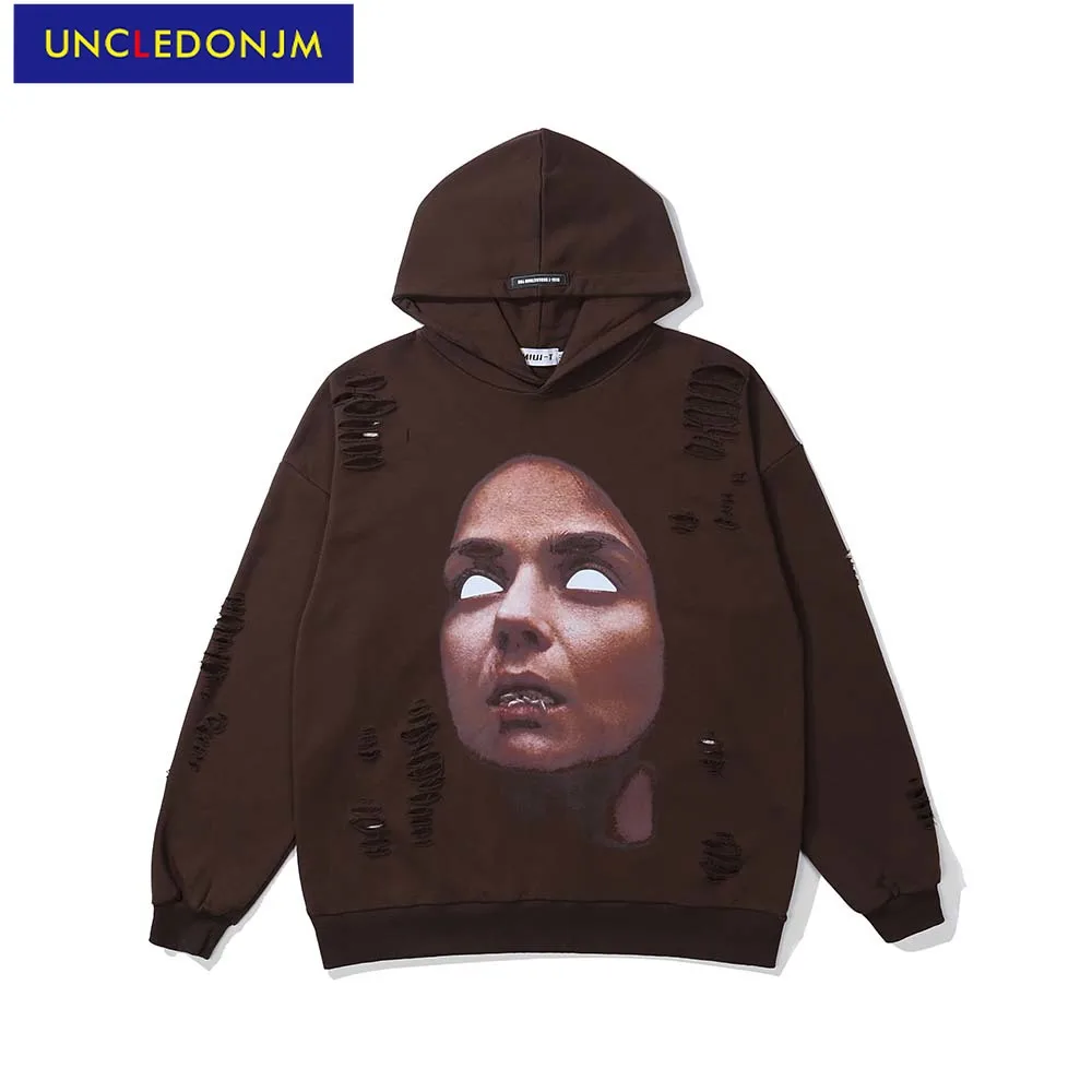 

UNCLEDONJM Character abstract graphic hoodies 2021 Autumn And Winter techwear hoodie harajuku men clothing