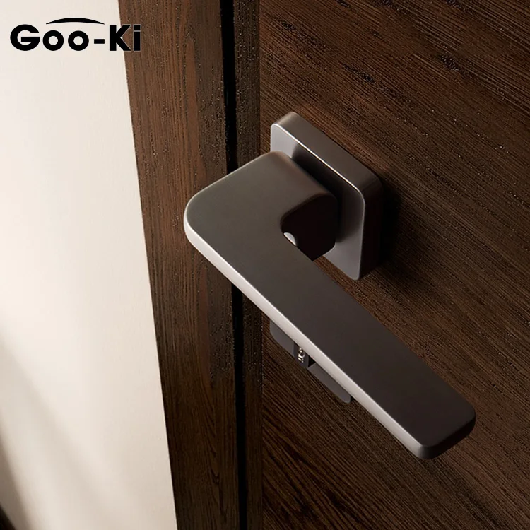 Гу-Ки Современный Карпатский серый беззвучный замок на дверь спальни из цинкового сплава с ручкой для внутреннего помещения на 30-50 мм.