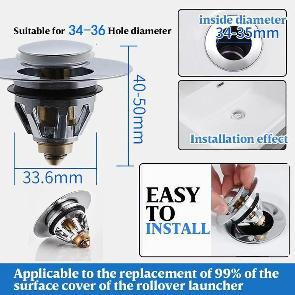 

Bullet Core Push Type Deodorant Plug Bathroom Basin Sink Up Drain Filter Bathroom Accessory