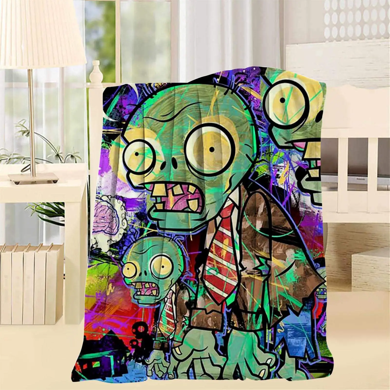 

Pla-NTS vs Zom-bies Blanket 3D Print Throw Smooth and Soft All Season Lightweight Living Room Bedroom Large Super Soft Warm