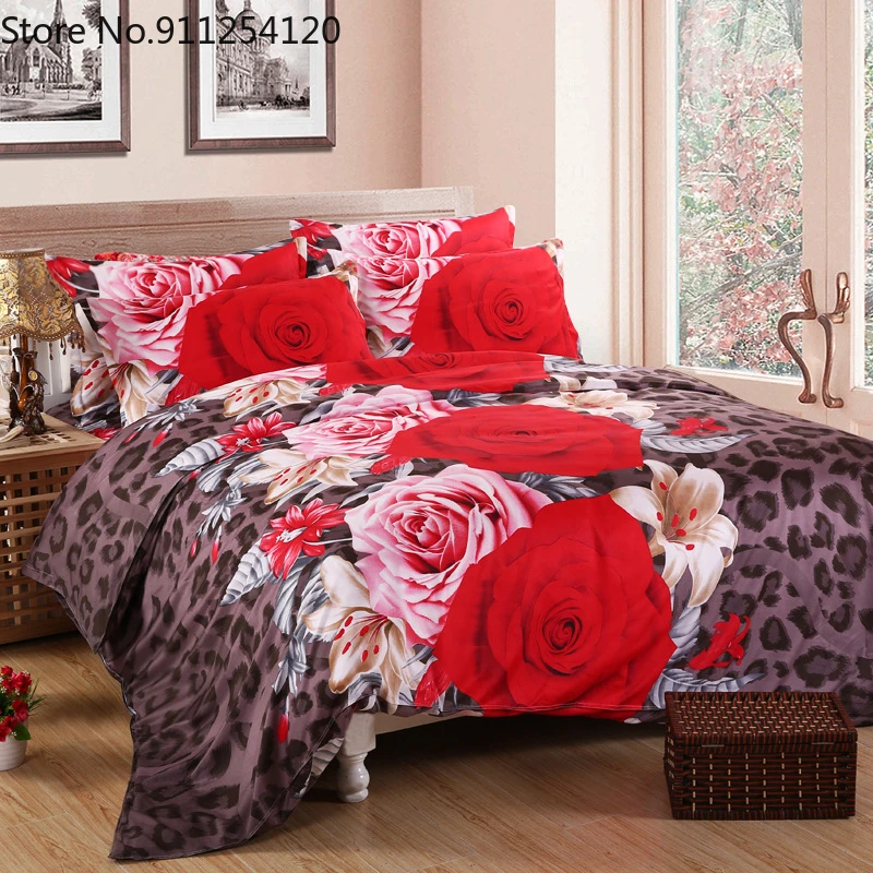 Комплект постельного белья для пар комплект черного с 3d рисунком влюбленных роз